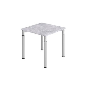 HAMMERBACHER YS08 höhenverstellbarer Schreibtisch beton quadratisch, 4-Fuß-Gestell silber 80,0 x 80,0 cm von HAMMERBACHER