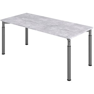 HAMMERBACHER YS19 höhenverstellbarer Schreibtisch beton rechteckig, 4-Fuß-Gestell grau 180,0 x 80,0 cm von HAMMERBACHER