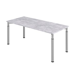 HAMMERBACHER YS19 höhenverstellbarer Schreibtisch beton rechteckig, 4-Fuß-Gestell silber 180,0 x 80,0 cm von HAMMERBACHER