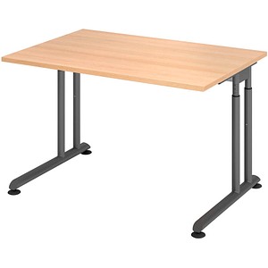 HAMMERBACHER ZS12 höhenverstellbarer Schreibtisch eiche rechteckig, C-Fuß-Gestell grau 120,0 x 80,0 cm von HAMMERBACHER