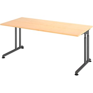 HAMMERBACHER ZS19 höhenverstellbarer Schreibtisch ahorn rechteckig, C-Fuß-Gestell grau 180,0 x 80,0 cm von HAMMERBACHER