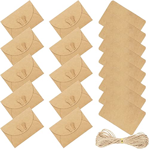 HAMOOM 170TLG Kraftpapier Weihnachtskarten mit Umschla DIY Klein Kraftpapier Briefumschläge Blanko Papier Briefhülle mit Schmetterling Verschluss für Weihnachten Geschenkkarten Graffiti Briefkuvert von HAMOOM