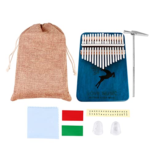HAMPPLIES 1 Satz Daumen Instrument Kalimba-Klavier hölzern Blau von HAMPPLIES
