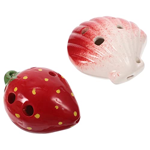 HAMPPLIES 2 Stück 6 Muschel Erdbeerkeramikflöte Loch klassische Okarina Musikinstrumente Okarina Musikinstrument üben Okarina Tragbare Ocarina Ocarina rot von HAMPPLIES