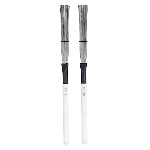 HAMPPLIES 2 Stück Trommelpinselgriff Drahtbürste Jazz-Drum-Besen Snaredrum-Zubehör Trommelbürste Reinigung Instrumentenzubehör Spezialbürste für Jazztrommeln Trommel Spezialbürste Holz Weiß von HAMPPLIES