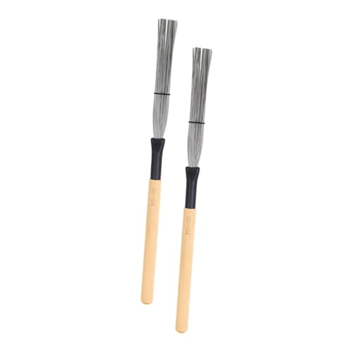 HAMPPLIES 2 Stück Trommelpinselgriff Schlagzeug Drahtbürste Trommelbürsten Pinsel für Trommeln Trommelbürste aus Metall Jazzpinsel Snaredrum-Zubehör Trommelbürste für Trommeln Stahl von HAMPPLIES