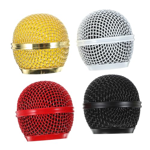 HAMPPLIES 4 Stück Mikrofon-Mesh-Kopf winzig Gaming -Mikrofon Schutz Blau Grill Mikrofongitterabdeckung Mikrofon-Ersatzgitter aus Metall Mikrofongitterkopf Mikrofonabdeckung Mikrofonteile von HAMPPLIES