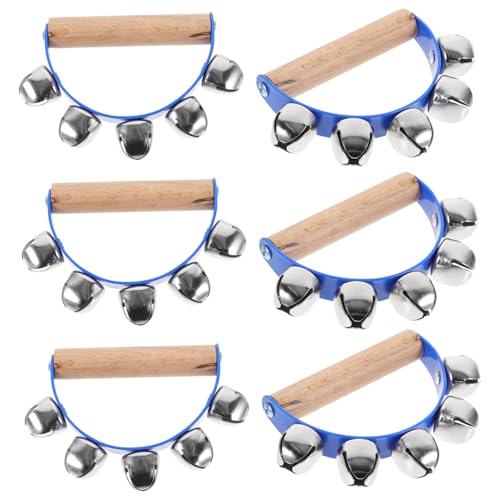 HAMPPLIES 6 Stück Glockenhalterungsinstrument musikinstrumente Percussion Shaker Schlagzeug -Handheld -Tamburine Handperkussionsinstrumente Hand-Percussion-Tamburin Handglocken Plastik Blau von HAMPPLIES