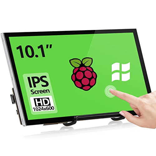 HAMTYSAN Raspberry Pi Touch Screen, 10.1 Zoll Bildschirm 1024x600 Kleiner tragbarer HDMI IPS Monitor mit Ständer, für Raspberry Pi 400/4/3/2/Zero/B/B+ Jetson Nano Win11/10/8/7 von HAMTYSAN