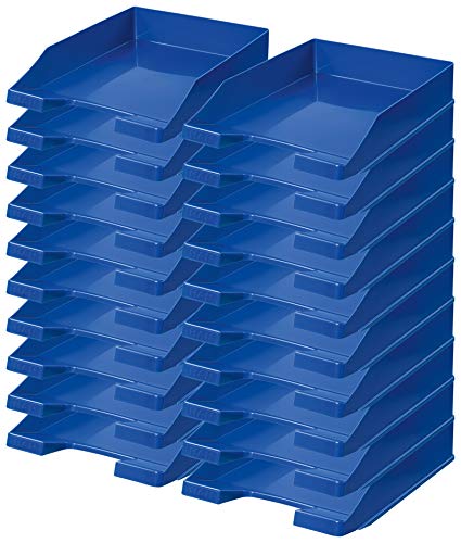 HAN 1027 Briefablage KLASSIK, DIN A4/C4, stapelbar, stabil, modern (blau / 20er Pack) von HAN