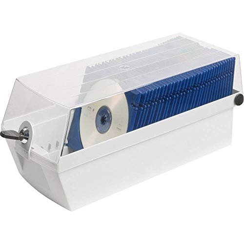 HAN CD-Box MÄX 60 – Profibox für 60 CD/DVDs, stabiler und formschöner CD-Container mit Schloß und 2 MÄX Trays, lichtgrau, 9260-11 von HAN