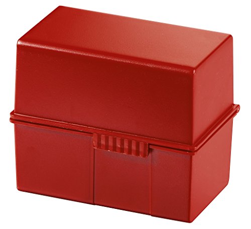 HAN Karteibox DIN A7 quer, innovative Lernbox, Lernkartei, modernes Design für 300 Karteikarten mit Stahlscharnier, 977-17, rot von HAN