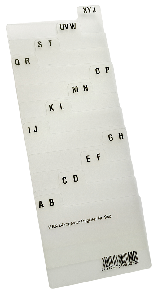 HAN Karteiregister A-Z, PP, A7 quer, transluzent, 12-teilig HAN Karteiregister A-Z, PP, A7 quer, transluzent, 12-teilig von HAN