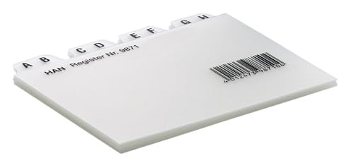 HAN Register DIN A7 quer, Karteiregister, stabiles 12-teiliges Leitregister A-Z, 9871, transluzent-klar HAN Register DIN A7 quer, Karteiregister, stabiles 12-teiliges Leitregister A-Z, 9871, transluzent-klar von HAN