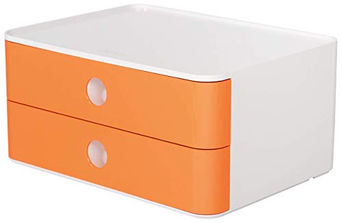 HAN Schubladenbox Allison SMART-BOX mit 2 Schubladen und Trennwand, Kabelführung, stapelbar, Utensilienbox für Büro, Schreibtisch Küche, möbelschonende Gummifüße, 1120-81, hochglänzend, apricot orange HAN Schubladenbox Allison SMART-BOX mit 2 Schubladen und Trennwand, Kabelführung, stapelbar, Utensilienbox für Büro, Schreibtisch Küche, möbelschonende Gummifüße, 1120-81, hochglänzend, apricot orange von HAN