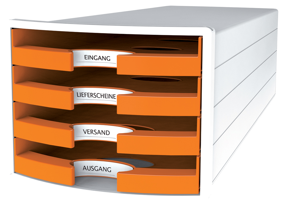 HAN Schubladenbox IMPULS 2.0, 4 offene Schübe, weiß/orange von HAN