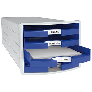 HAN Schubladenbox Impuls  blau 1013-14, DIN C4 mit 4 Schubladen von HAN