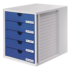 HAN Schubladenbox System-Box  blau 1450-14, DIN C4 mit 5 Schubladen von HAN