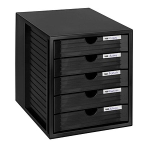 HAN Schubladenbox System-Box  schwarz 1450-13, DIN C4 mit 5 Schubladen von HAN