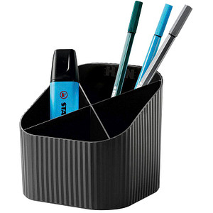 HAN Stiftehalter Re-X-LOOP schwarz 100% Recyclingmaterial 4 Fächer 11,1 x 12,1 x 10,6 cm von HAN