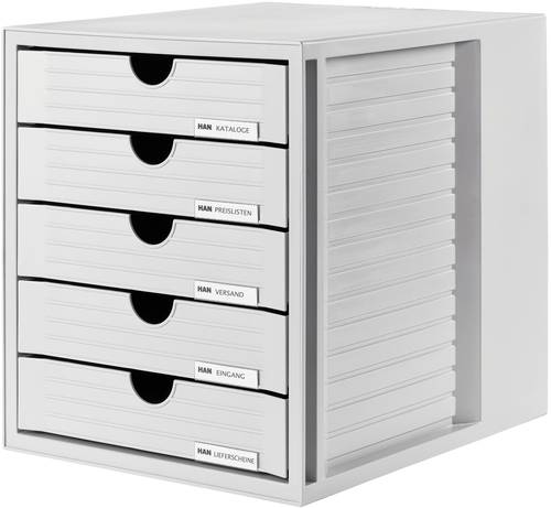 HAN Systembox 1450-11 Schubladenbox Lichtgrau DIN A4, DIN C4 Anzahl der Schubfächer: 5 von HAN