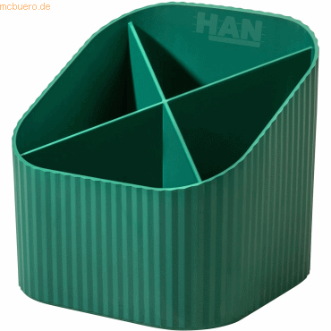 Han Schreibtischköcher Karma 4 Fächer RC-Kunststoff öko-grün von HAN