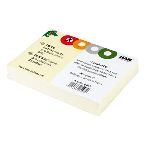 Karteikarten für CROCO DIN A7, gelb 300 Stück liniert, 190 g/m² von HAN