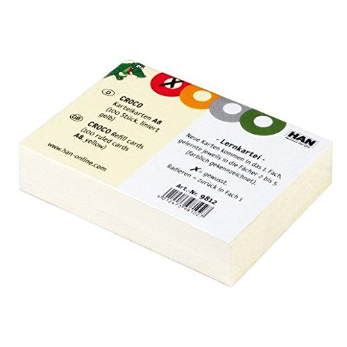 Karteikarten für CROCO DIN A8, gelb 200 Stück liniert, 190 g/m² von HAN
