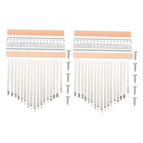HANABASS 2 Satz Schlüsselzubehör Daumenklavier Kleine Musikinstrumente Mini -Daumen Klavier kleines Handklavier Klavierparts Daumentrommel Zubehör für Musikinstrumente Holz Beige von HANABASS