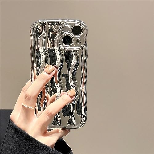 HANASE Handyhülle mit silberner Wellenstruktur für iPhone 14 13 12 11 Pro Max, niedliche weiche Silikon-Schutzhülle, B1, für iPhone 14ProMax von HANASE