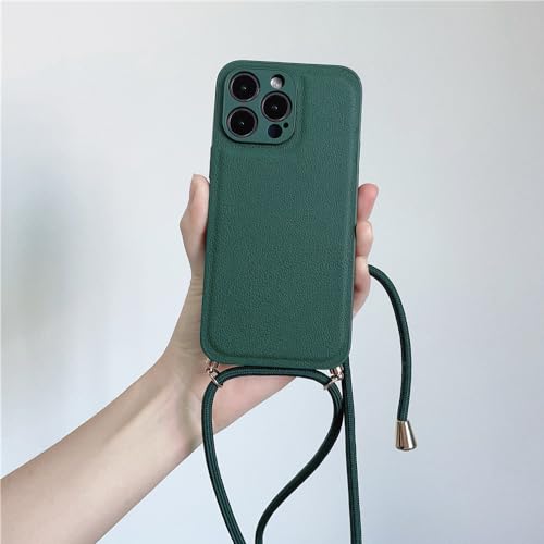 HANASE Luxuriöse Leder-Umhängetasche mit Lanyard-Kordel und Halskette für iPhone 15 14 11 12 13 Pro Max Mini XR X XS 7 8 Plus Silikonhülle, D grün, für 7 oder 8 oder SE HANASE Luxuriöse Leder-Umhängetasche mit Lanyard-Kordel und Halskette für iPhone 15 14 11 12 13 Pro Max Mini XR X XS 7 8 Plus Silikonhülle, D grün, für 7 oder 8 oder SE von HANASE