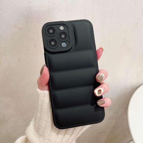 HANASE Luxuriöse weiche Daunenjacke, Puffer-Handyhülle für iPhone 14 Plus 13 12 11 Pro Max X XS XR 7 8 Plus, stoßfeste weiche Silikonhülle, Schwarz, für iPhone XS X HANASE Luxuriöse weiche Daunenjacke, Puffer-Handyhülle für iPhone 14 Plus 13 12 11 Pro Max X XS XR 7 8 Plus, stoßfeste weiche Silikonhülle, Schwarz, für iPhone XS X von HANASE
