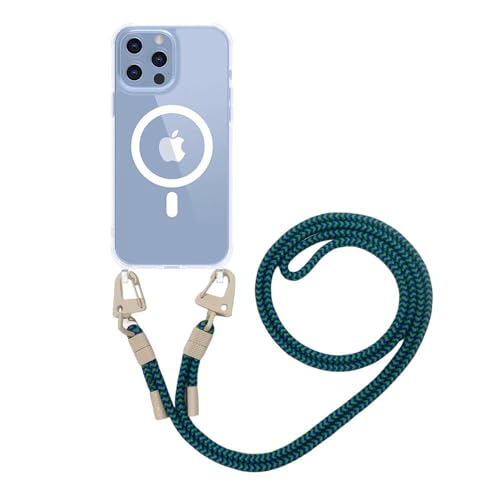 HANASE Umhängeband mit durchsichtiger Handyhülle für iPhone 14 Pro Max Plus 13 12 11 zum kabellosen Laden, verstellbares Kabel, X12, für iPhone 11 Pro von HANASE