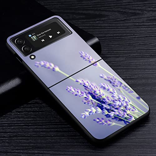 Handyhülle für Samsung Galaxy Z Flip 3 Z Flip 4 5G, Schwarze Hart-PC-Abdeckung, lila Lavendelblumen, Z10, für Z Flip 3 5G von HANASE