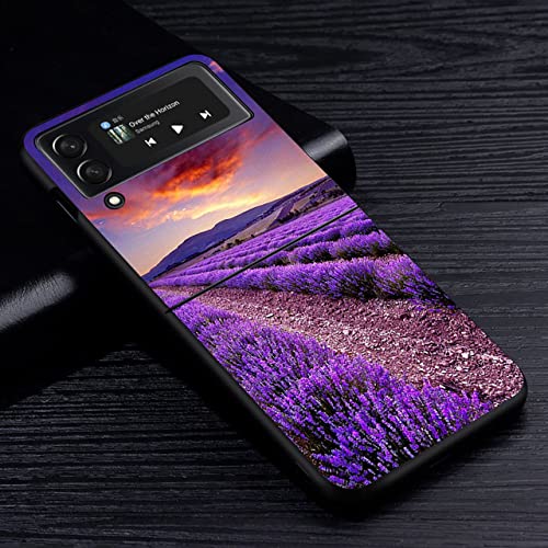 Handyhülle für Samsung Galaxy Z Flip 3 Z Flip 4 5G, Schwarze Hart-PC-Abdeckung, lila Lavendelblumen, Z4, für Z Flip 4 5G Handyhülle für Samsung Galaxy Z Flip 3 Z Flip 4 5G, Schwarze Hart-PC-Abdeckung, lila Lavendelblumen, Z4, für Z Flip 4 5G von HANASE
