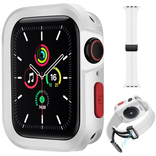 HANDODO Magnetisches Silikonband und Stoßfängerhülle für Apple Watch, Damen und Herren, 45 mm, 44 mm, 42 mm, weiche, wasserdichte Abdeckung, kompatibel mit Apple Watch Serie 9, 8, 7, 6, 5, 4, 3, 2, 1, HANDODO Magnetisches Silikonband und Stoßfängerhülle für Apple Watch, Damen und Herren, 45 mm, 44 mm, 42 mm, weiche, wasserdichte Abdeckung, kompatibel mit Apple Watch Serie 9, 8, 7, 6, 5, 4, 3, 2, 1, von HANDODO