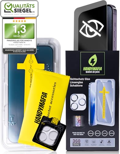 HANDYMAFIA 2-in-1 Anti-Spy Panzerglas Schutzfolie I kompatibel mit iPhone 13 PRO MAX I Displayschutz mit 360° Blickschutzfilter & 9H Härte HANDYMAFIA 2-in-1 Anti-Spy Panzerglas Schutzfolie I kompatibel mit iPhone 13 PRO MAX I Displayschutz mit 360° Blickschutzfilter & 9H Härte von HANDYMAFIA