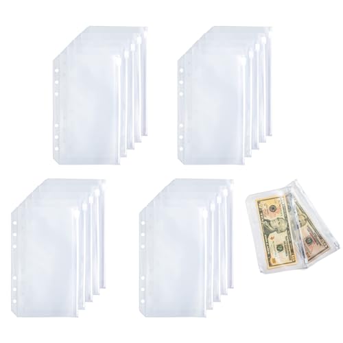 HANGELI 20 x 6-Loch-Bindertaschen, 6 Löcher, Geldumschläge, transparent, Reißverschluss, Quittungsmappen, 6 Löcher, Geldbeutel HANGELI 20 x 6-Loch-Bindertaschen, 6 Löcher, Geldumschläge, transparent, Reißverschluss, Quittungsmappen, 6 Löcher, Geldbeutel von HANGELI