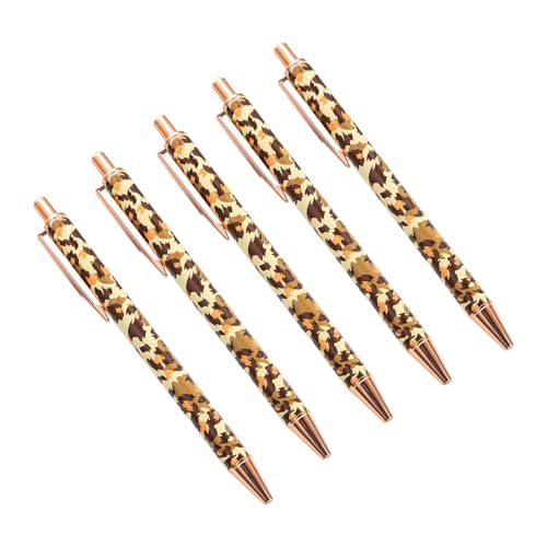 HANGELI Kugelschreiber mit Leopardenmuster, für Damen, Büro-Schreibwerkzeug, einziehbarer Kugelschreiber mit Stift-Clip, 5 Stück HANGELI Kugelschreiber mit Leopardenmuster, für Damen, Büro-Schreibwerkzeug, einziehbarer Kugelschreiber mit Stift-Clip, 5 Stück von HANGELI