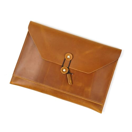 HANGELI Leder Aktenordner Multifunktionale Dokumententasche mit mehreren Kartenfächern und Schnurverschluss, Leder Laptop Sleeve Case HANGELI Leder Aktenordner Multifunktionale Dokumententasche mit mehreren Kartenfächern und Schnurverschluss, Leder Laptop Sleeve Case von HANGELI