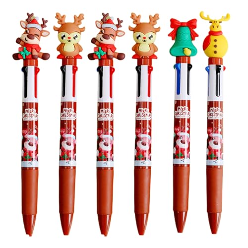 HANGELI Shuttle-Stift, Weihnachts-Kugelschreiber, 4-in-1, mehrfarbiger Stift, Büro- und Schulbedarf für glattes Schreiben, 6 Stück HANGELI Shuttle-Stift, Weihnachts-Kugelschreiber, 4-in-1, mehrfarbiger Stift, Büro- und Schulbedarf für glattes Schreiben, 6 Stück von HANGELI