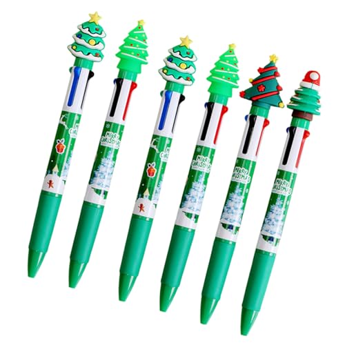 HANGELI Shuttle-Stift, Weihnachts-Kugelschreiber, 4-in-1, mehrfarbiger Stift, Büro- und Schulbedarf für glattes Schreiben, 6 Stück HANGELI Shuttle-Stift, Weihnachts-Kugelschreiber, 4-in-1, mehrfarbiger Stift, Büro- und Schulbedarf für glattes Schreiben, 6 Stück von HANGELI