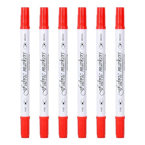 HANGELI Stoffmarker mit Doppelspitze, zum Malen auf Kleidung, T-Shirts, Taschen, Hüten, Schuhen, waschbarer Stoffstift für Lederglas, 6 Stück HANGELI Stoffmarker mit Doppelspitze, zum Malen auf Kleidung, T-Shirts, Taschen, Hüten, Schuhen, waschbarer Stoffstift für Lederglas, 6 Stück von HANGELI