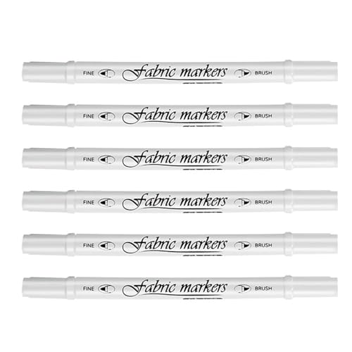 HANGELI Stoffmarker mit Doppelspitze, zum Malen auf Kleidung, T-Shirts, Taschen, Hüten, Schuhen, waschbarer Stoffstift für Lederglas, 6 Stück HANGELI Stoffmarker mit Doppelspitze, zum Malen auf Kleidung, T-Shirts, Taschen, Hüten, Schuhen, waschbarer Stoffstift für Lederglas, 6 Stück von HANGELI