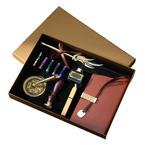 HANGELI Vintage Dip Pen and Inks Set Antique Feathered Dip Pen and Vintage Seal Stamp Set for Wedding Invitation Scrapbooking HANGELI Vintage Dip Pen and Inks Set Antique Feathered Dip Pen and Vintage Seal Stamp Set for Wedding Invitation Scrapbooking von HANGELI
