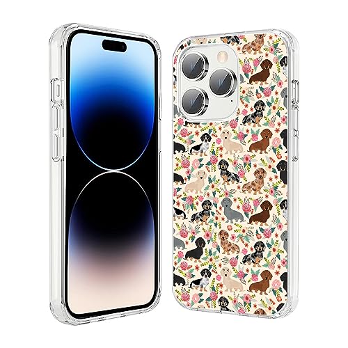 HANHANSHILU Kompatibel mit iPhone 15 Pro Hülle, niedlicher Hund, lustiger Dackel, Hund, Blumen, iPhone-Hülle, transparent, stoßfest, schlank, weich, TPU-Schutzhülle HANHANSHILU Kompatibel mit iPhone 15 Pro Hülle, niedlicher Hund, lustiger Dackel, Hund, Blumen, iPhone-Hülle, transparent, stoßfest, schlank, weich, TPU-Schutzhülle von HANHANSHILU