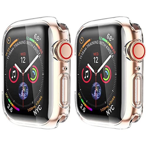 [2 Stück] HANKN 40mm für Apple Watch Series 6 5 4 SE 40mm Bildschirmschutz Hülle, Weich TPU Vollständige Abdeckung Schockdicht iWatch Gehäuse (Transparent, 40 mm) von HANKN