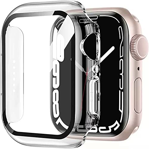 HANKN 2 Stück 40mm Hülle für Apple Watch Series 6 5 4 SE 40mm Temperierte Glas Schutzhülle, Hart Bildschirmschutz Gehäuse iWatch Eingebaut Displayschutzfolie, 40mm Transparent von HANKN