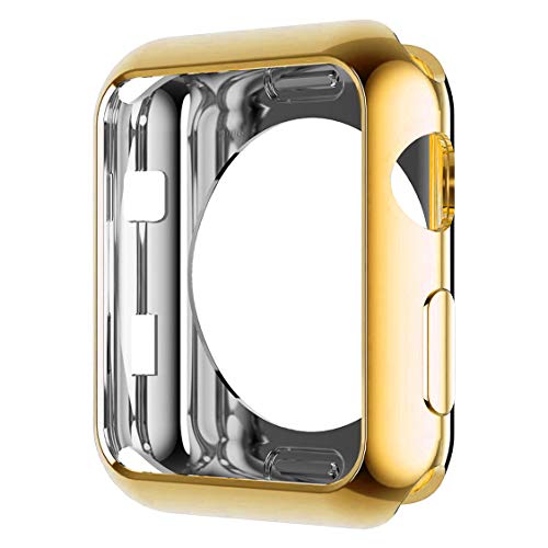 HANKN Hülle für Apple Watch Series 3 2 1 38mm, Plattierte Weich TPU Abdeckung Schutz iWatch [Kein Frontbildschirmschutz], Gold 38mm von HANKN