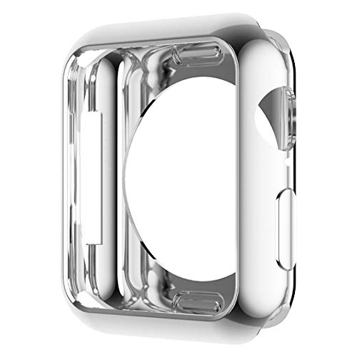 HANKN Hülle für Apple Watch Series 9 8 7 41mm /Series SE 6 5 4 40mm, Plattierte Weich TPU Abdeckung Schutz iWatch [Kein Frontbildschirmschutz], Siber von HANKN